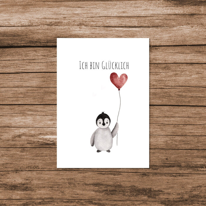 Kunstdruck Kinder Pinguin "Ich bin glücklich" - ach.kreativ