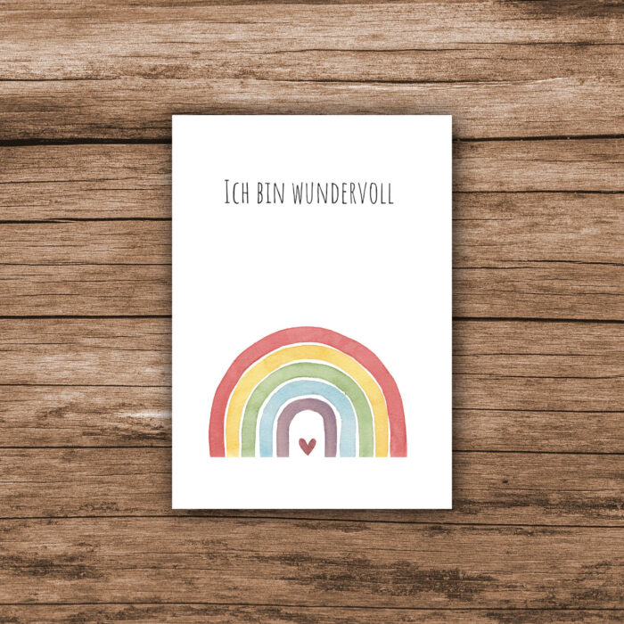 Kunstdruck Kinder Regenbogen "Ich bin wundervoll" - ach.kreativ