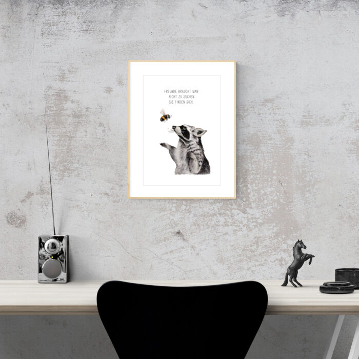 Kunstdruck Waschbär Freundschaft – Bild 2