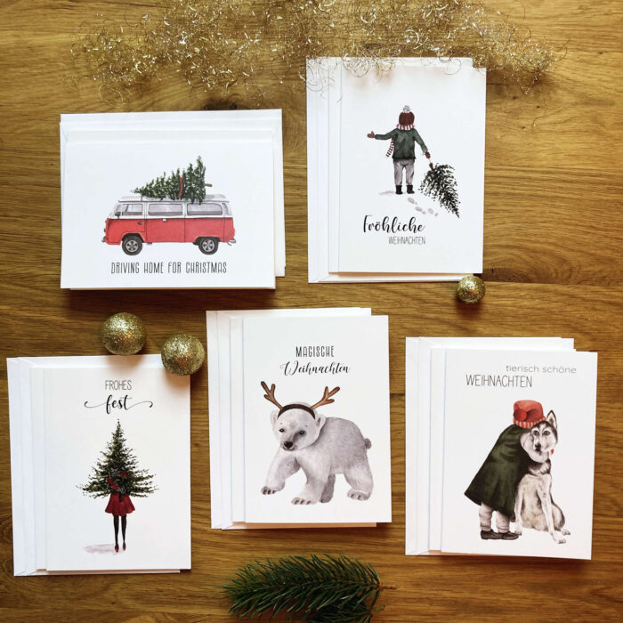 Weihnachtskarten Set 4 "Klappkarten"