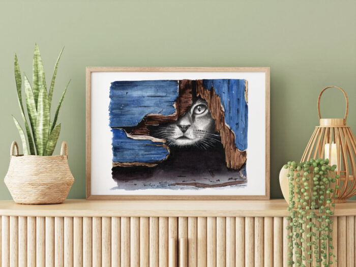 Neugierige Katze - Kunstdruck ach.kreativ