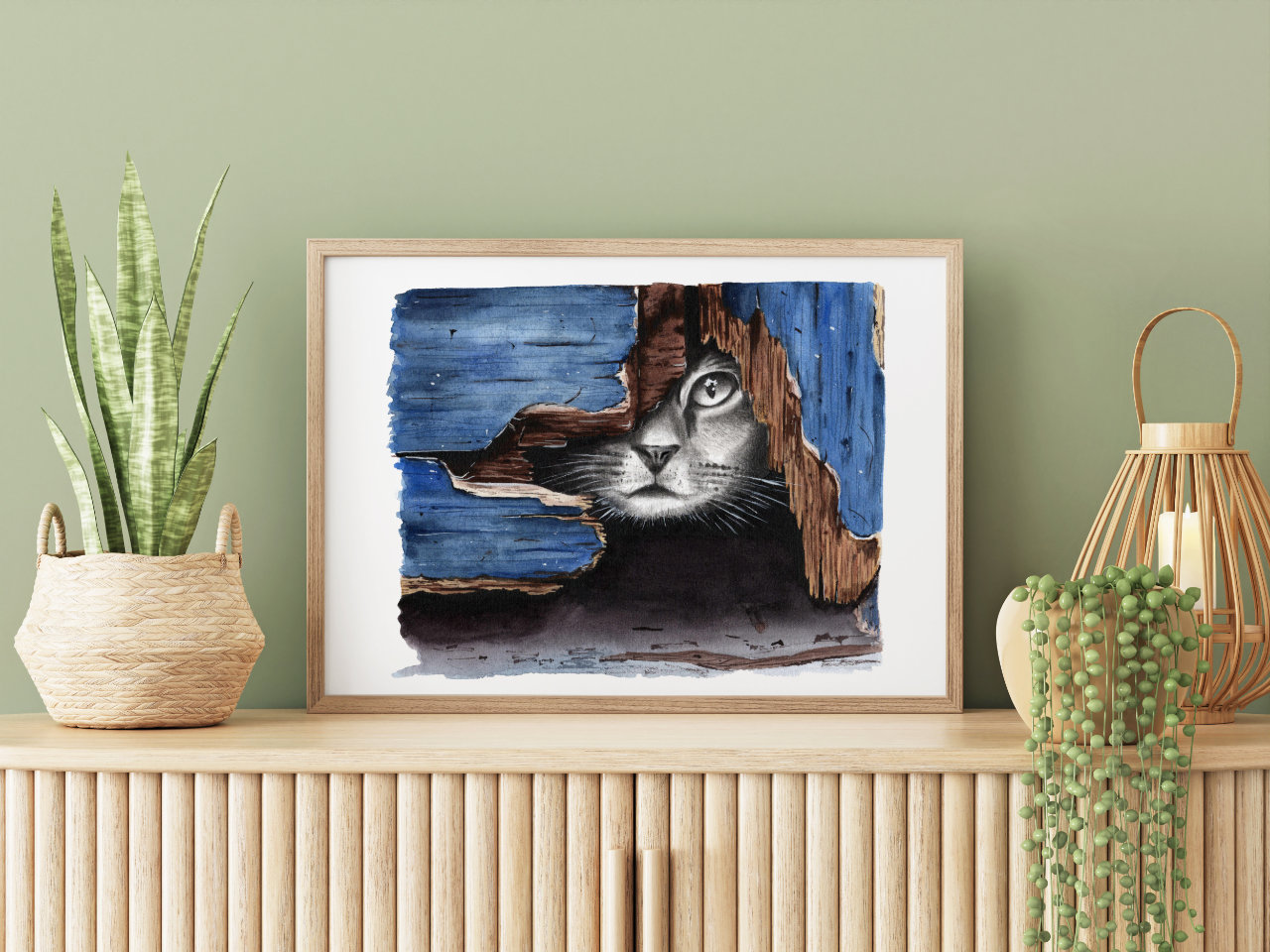 Neugierige Katze - Kunstdruck ach.kreativ