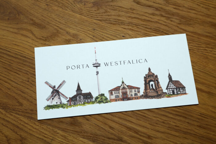 Postkarte Skyline Porta Westfalica