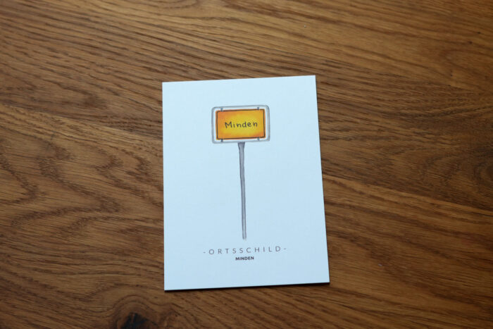Postkarte Minden Ortsschild
