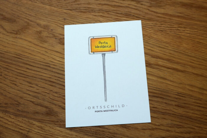 Postkarte Porta Westfalica Ortsschild