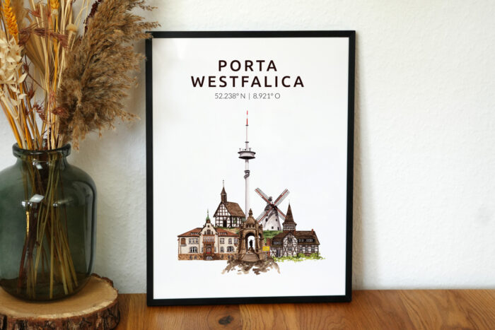Kunstdruck Skyline-Collage Porta Westfalica