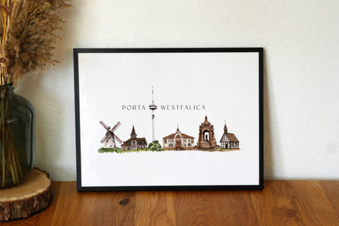 Kunstdruck Skyline Porta Westfalica