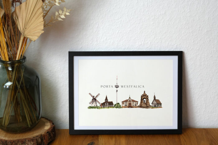Kunstdruck Skyline Porta Westfalica