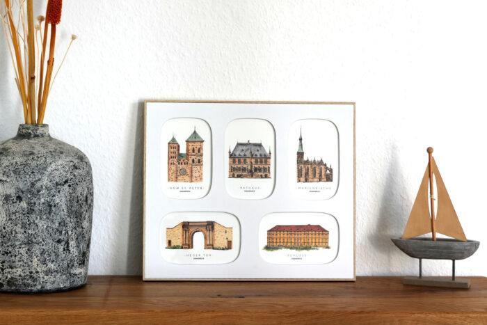 Collage Osnabrück Einzelgebäude im Bilderrahmen